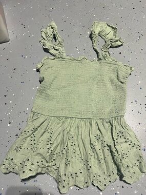 Sage Green Eyelet Smocked tank top